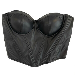 Story On Faux Leather Corset top in Black Size L